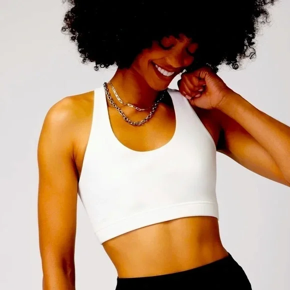 NWT SPIRITUAL GANGSTER WHITE VERVE DREAM TECH SPORTS BRA Crop Top Athleisure - Picture 2 of 9